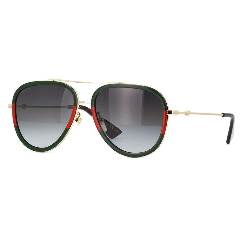 NEW GUCCI SUNGLASSES GG0062S 003 GOLD/GREEN UNISEX AVIATOR EYEWEAR